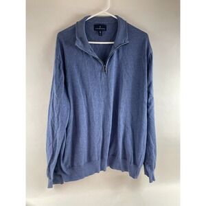 Buttoned Down Sweater, Men's Size 3XL, Blue, Long Sleeve, Pullover, 1/4 Zip